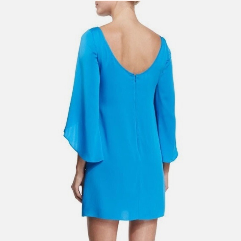 Milly NY Womens Stretch Silk Flutter Sleeve Mini Dress blue size 2 - Picture 2 of 6